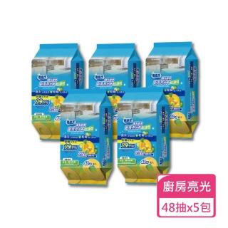 【無塵氏】鳳梨酵素廚房亮光布 48抽x5包(廚房濕巾 油汙濕巾)