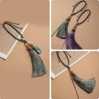 【LEEHER】女生/車掛吊飾/手工編織車掛/翡翠平安扣/流蘇掛繩/和田玉吊墜/保平安吊飾/避邪吊飾/