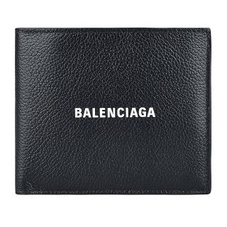 【Balenciaga 巴黎世家】BALENCIAGA 字母LOGO牛皮8卡短夾(黑)