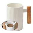 【OKAWA】木手柄馬克陶瓷杯(350ml 陶瓷杯 咖啡杯 馬克杯 早餐杯 生日禮物)