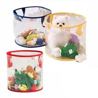 寵物玩具收納袋-直徑28cm(有提把 透明收納框 雜物收納桶 PVC收納袋)
