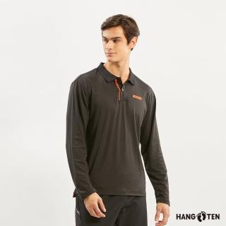 【Hang Ten】男裝-恆溫多功能-吸濕快乾長袖POLO衫(黑)