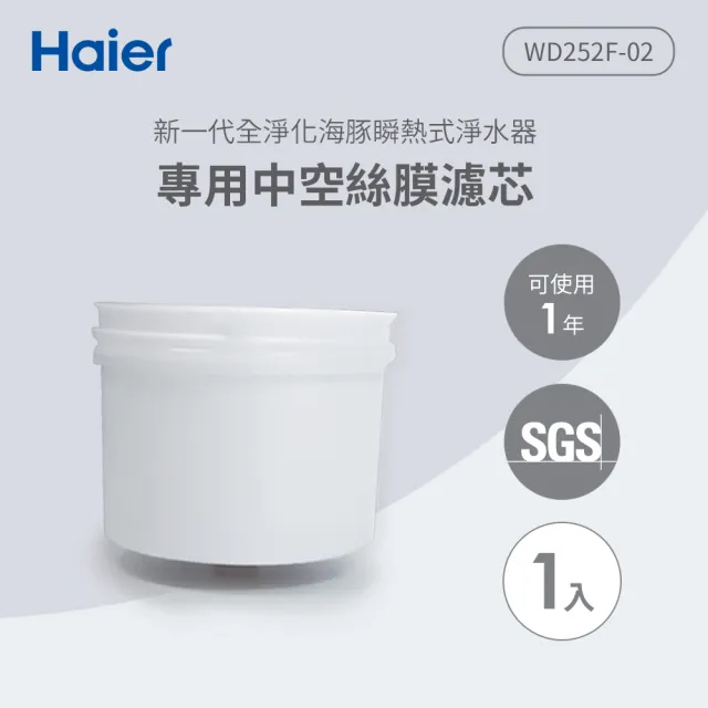 【Haier 海爾】可濾生水瞬熱式淨水器專用中空絲膜濾芯(WD252F-02)