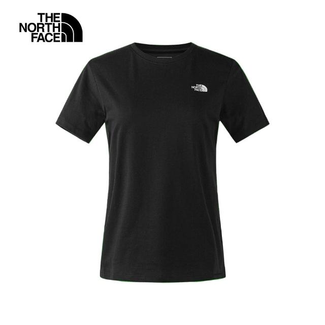 【The North Face 官方旗艦】北面女款黑色吸濕排汗透氣休閒短袖T恤｜89QTJK3(上衣/運動/防曬)