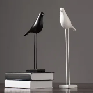 【JEN】北歐樹脂小鳥工藝品桌面擺飾居家裝飾(白鳥高款微瑕福利品)