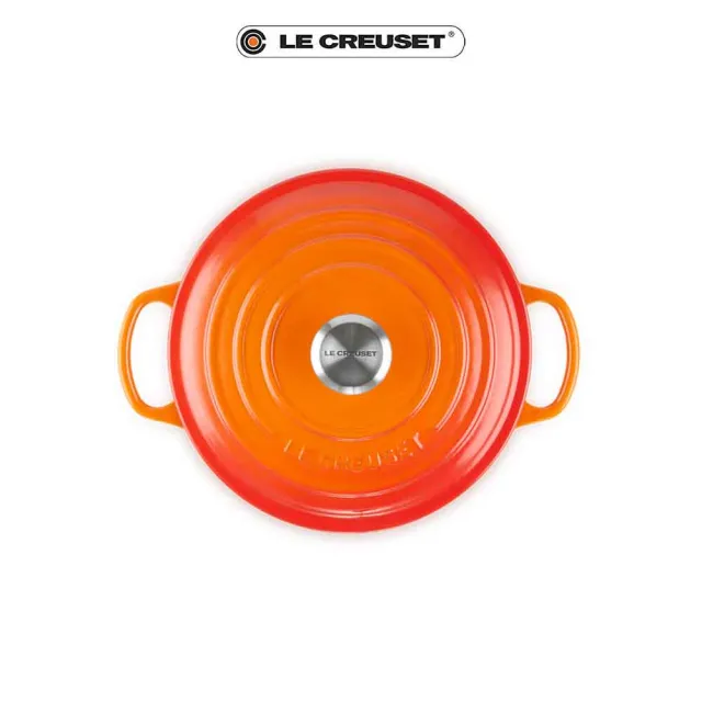 【Le Creuset】典藏琺瑯鑄鐵鍋圓鍋 22cm(火焰橘-鋼頭)