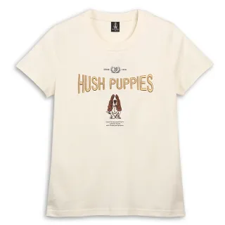 【Hush Puppies】女裝 T恤 造型英文字刺繡狗T恤(米白 / 43211101)