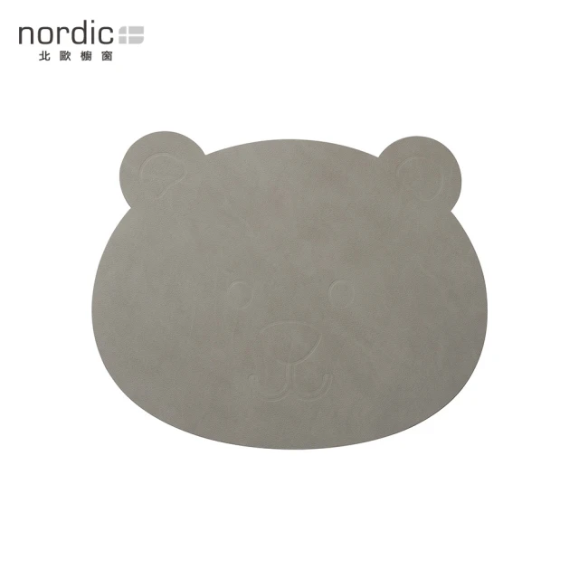 【北歐櫥窗】LIND DNA NUPO 兒童皮革餐墊(小熊、淺灰)