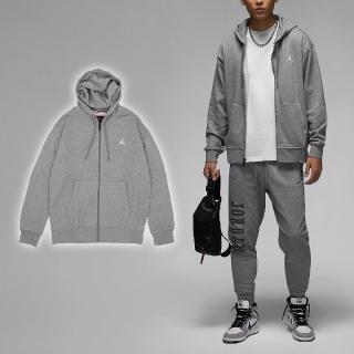 【NIKE 耐吉】外套 Jordan Essential 男款 灰 白 毛圈布 抽繩 連帽外套 運動外套 喬丹(FQ1867-091)