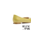 【HELENE_SPARK】時尚長方釦壓紋羊皮尖頭低跟鞋(黃)
