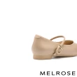 【MELROSE】美樂斯 氣質純色全真皮瑪莉珍尖頭低跟鞋(杏)