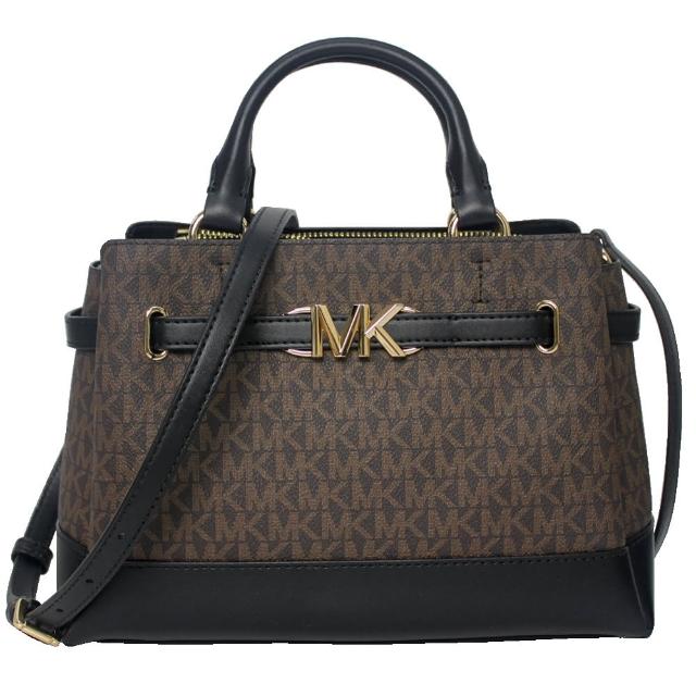 【Michael Kors】MK Reed 新款滿版三隔層手提/斜背兩用包(深咖)