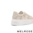 【MELROSE】美樂斯 浪漫水鑽蝴蝶蕾絲牛皮厚底休閒鞋(米)