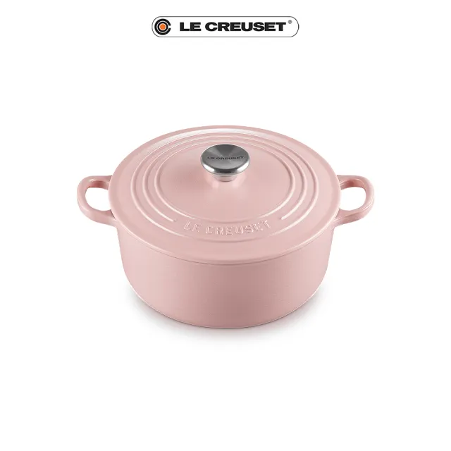 Le Creuset】琺瑯鑄鐵鍋圓鍋22cm(甜心粉-鋼頭-內鍋白) - momo購物網 