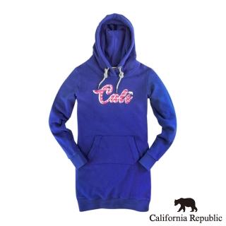 【California Republic】亮麗桃色滿版CALI小熊長版連帽帽T(女版)