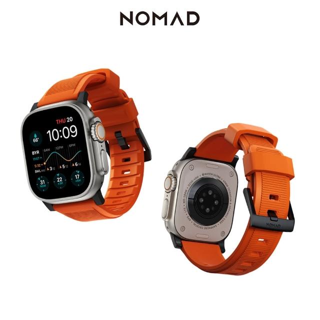 【NOMAD】Apple Watch 49/46/45/44mm 專用高性能橡膠質感錶帶-橘黑(機能防潑水/耐高溫耐油性)