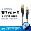 【CityBoss】Type-C to Type-C 200CM 透明發光傳輸充電線(適用 iPhone15 安卓 三星 OPPO)