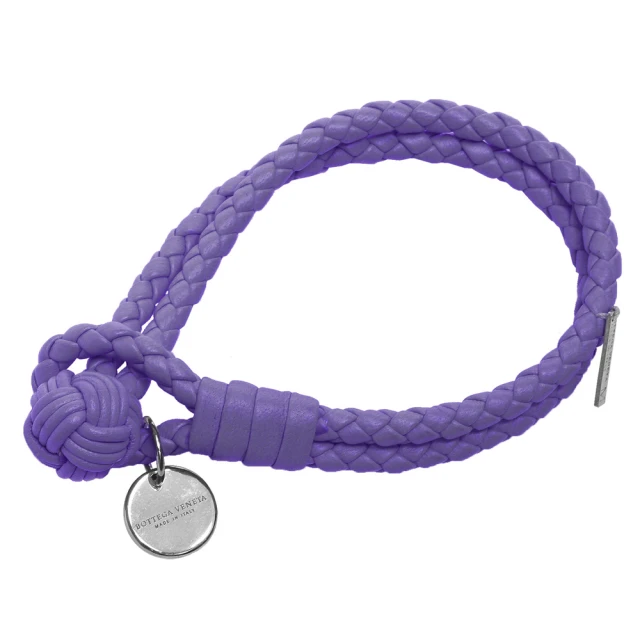 BOTTEGA VENETA 寶緹嘉 經典編織小羊皮雙繩手環(紫蘿蘭113546-V001D-5114)