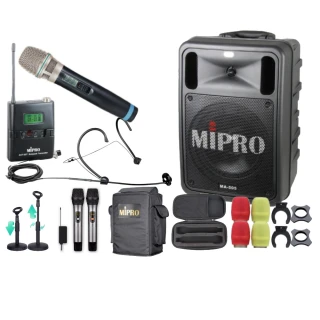 【MIPRO】MA-505 雙頻UHF無線喊話器擴音機(手持/領夾/頭戴多型式可選 街頭藝人 學校教學 會議場所均適用)