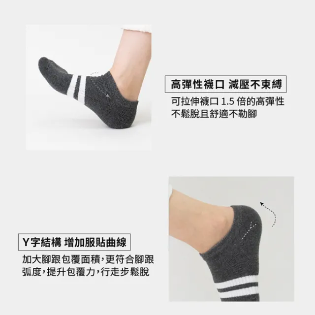 【WARX】百搭條紋船型襪-丈青(除臭襪/機能襪/足弓防護)