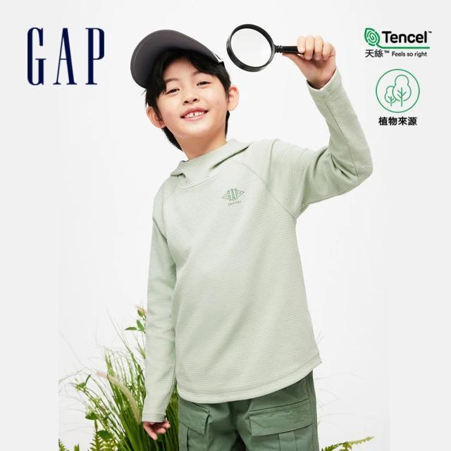 【GAP】男童裝 Logo印花帽T-淺綠色(890301)