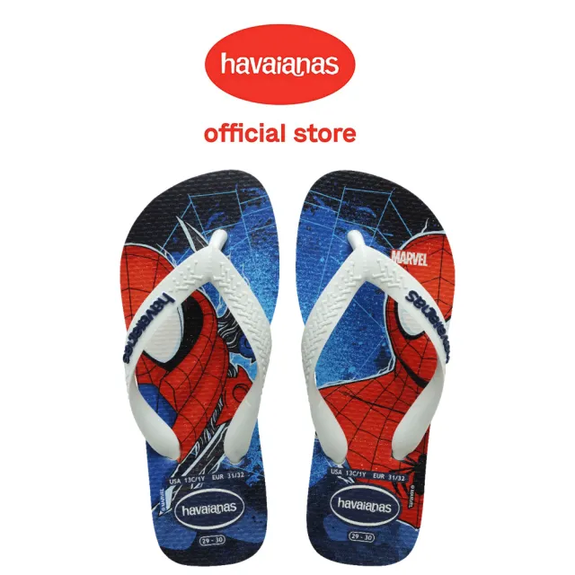 【havaianas 哈瓦仕】拖鞋 童鞋 夾腳拖 漫威英雄 蜘蛛人 Kids Top Marvel Ii 紅藍 4148300-0198K(哈瓦士)