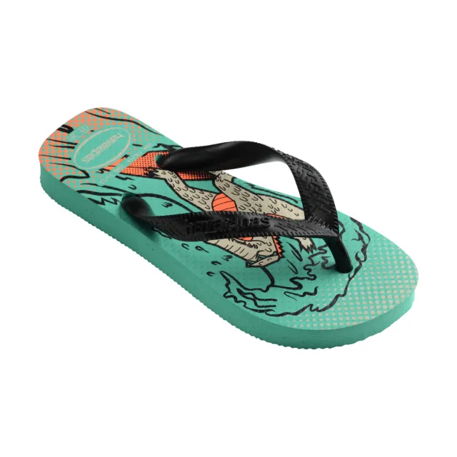 【havaianas 哈瓦仕】拖鞋 童鞋 兒童 夾腳拖 搞怪 怪獸 Kids Top Fun 湖水綠 4148974-7444K(哈瓦士)