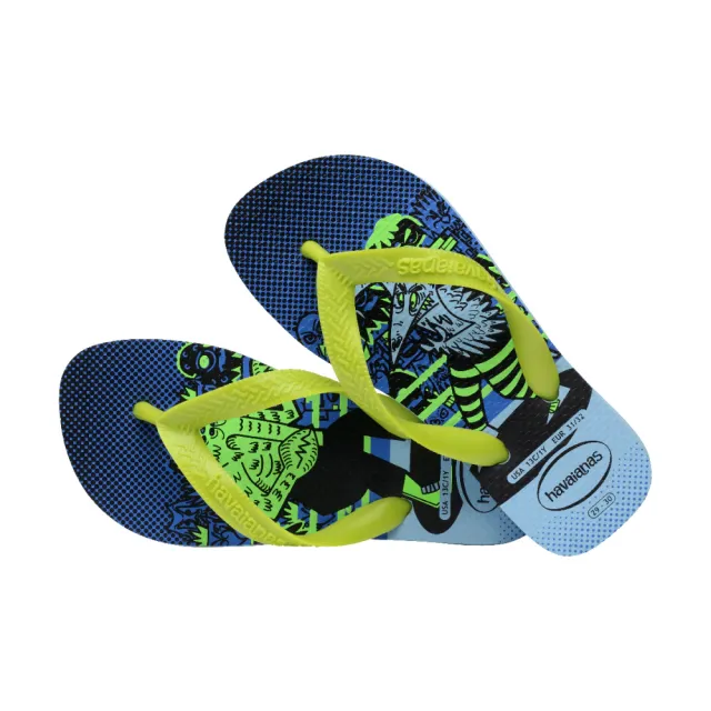 【havaianas 哈瓦仕】拖鞋 童鞋 兒童 夾腳拖 搞怪 怪獸 Kids Top Fun 藍綠 4148974-7442K(哈瓦士)