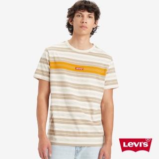 【LEVIS 官方旗艦】男款 短袖T恤 / Baby TAB LOGO / 橫條紋寬鬆休閒 熱賣單品 79554-0084
