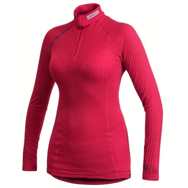 【CRAFT】女 ZERO EXTREME ZIP TURTLENECK 長袖拉鍊T領排汗衣.長袖半開襟休閒運動上衣(194617-2469 桃紅)