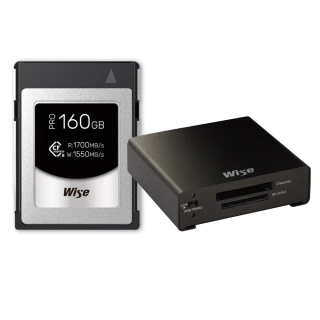 【Wise 裕拓】160GB CFexpress Type B PRO 高速記憶卡+WA-CXS08 高速雙槽讀卡機(公司貨-雙拚組合)