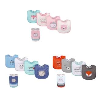 【Luvable Friends 甜蜜寶貝】雙層圍兜4入組 上層棉質吸水/底層防水(LFN010)