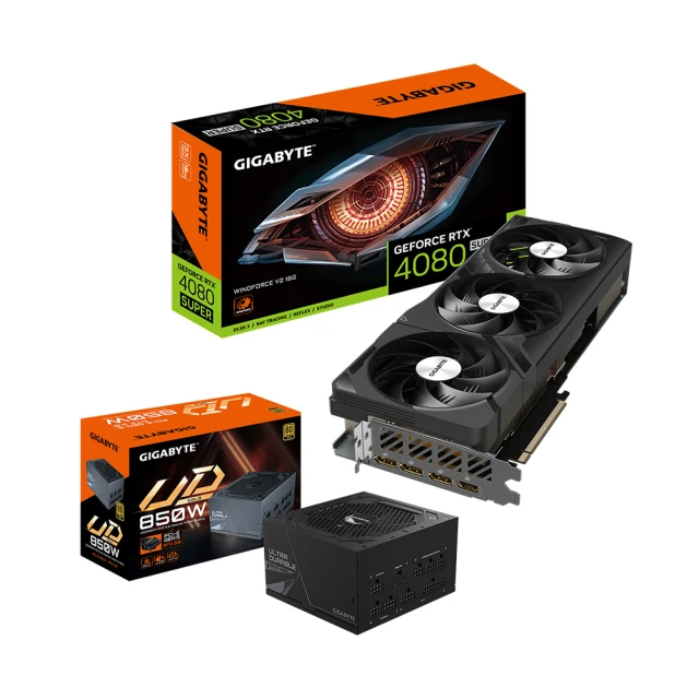 【GIGABYTE 技嘉】RTX 4080S WINDFORCE V2 16G + 技嘉 UD850GM PG5 V2電源供應器(4080 SUPER 超值組合包)