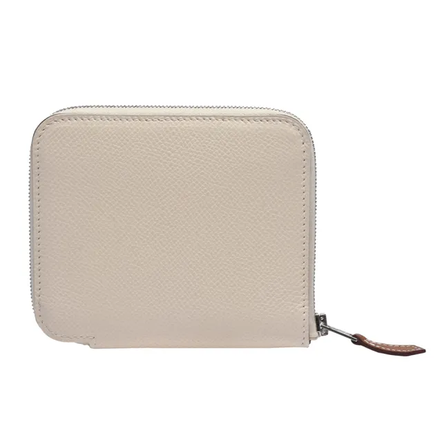 【Hermes 愛馬仕】經典silk in系列EPSOM小牛皮拉鍊絲巾短夾(白/酒紅色H083343CK-WHI-RED)