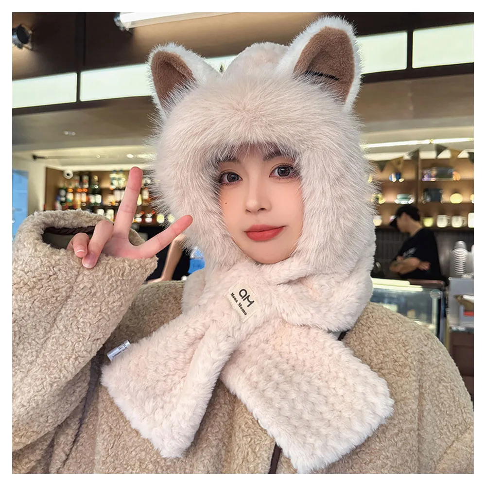 【HERA 赫拉】冬季可愛狐狸小熊耳朵毛絨帽子 H112121201(毛絨帽子)