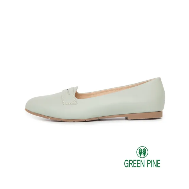 【GREEN PINE】素色微尖頭清新樂福平底鞋淺綠色(00148529)