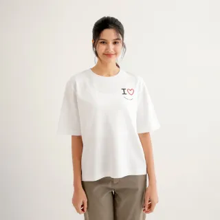 【Arnold Palmer 雨傘】女裝-愛心微笑LOGO刺繡T恤(白色)