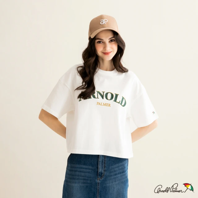 【Arnold Palmer 雨傘】女裝-Logo純棉厚磅短袖上衣(白色)