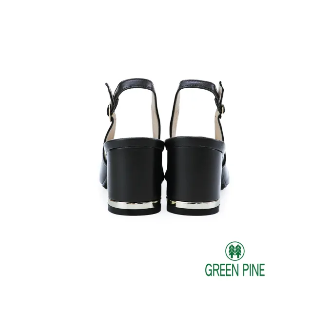 【GREEN PINE】嚴選真皮前包後空跟鞋黑色(00282611)