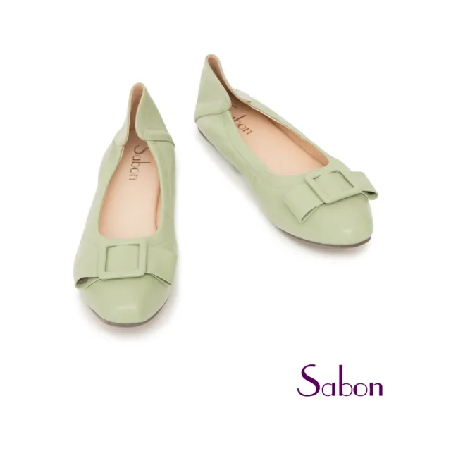 【GREEN PINE】超輕柔羊皮蝴蝶結娃娃鞋綠色(10342502)