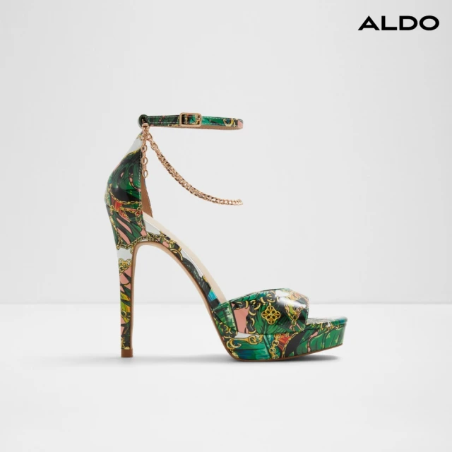 ALDOALDO PRISILLA-圖騰花色金屬鍊條造型高跟涼鞋-女鞋(花色)