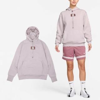 【NIKE 耐吉】帽T Sabrina Fleece 女款 紫 白 刷毛 大口袋 寬鬆 籃球 球星 莎賓娜 連帽上衣(FJ4450-019)