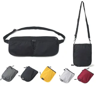 【PUSH!】戶外休閒用品 兩用隱形防搶包 防盜腰包護照包 防漏潑水腰包 斜背包挎包(貼身防搶包 腰包U77)