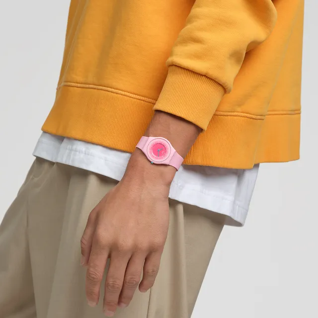 【SWATCH】SKIN超薄系列手錶 RADIANTLY PINK 男錶 女錶 手錶 瑞士錶 錶(34mm)
