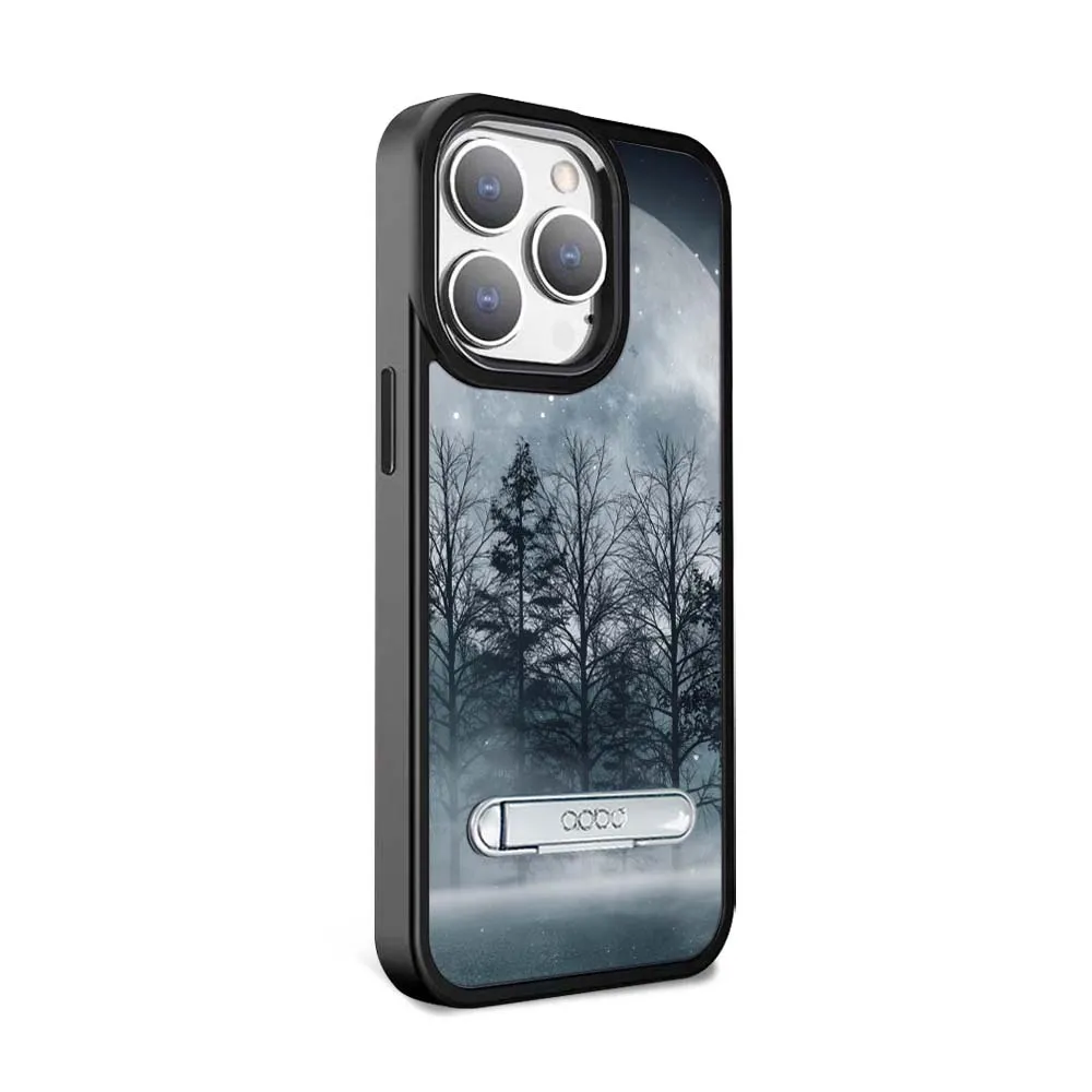 【apbs】iPhone 15 14系列 軍規防摔鋁合金鏡頭框立架手機殼(夜月)