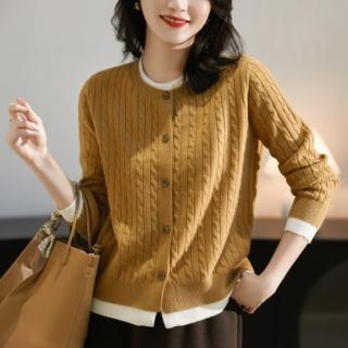 【LANNI 藍尼】★麻花編織感造型針織上衣(女裝/時尚)