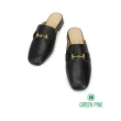 【GREEN PINE】金屬飾釦低跟穆勒鞋黑色(00853822)