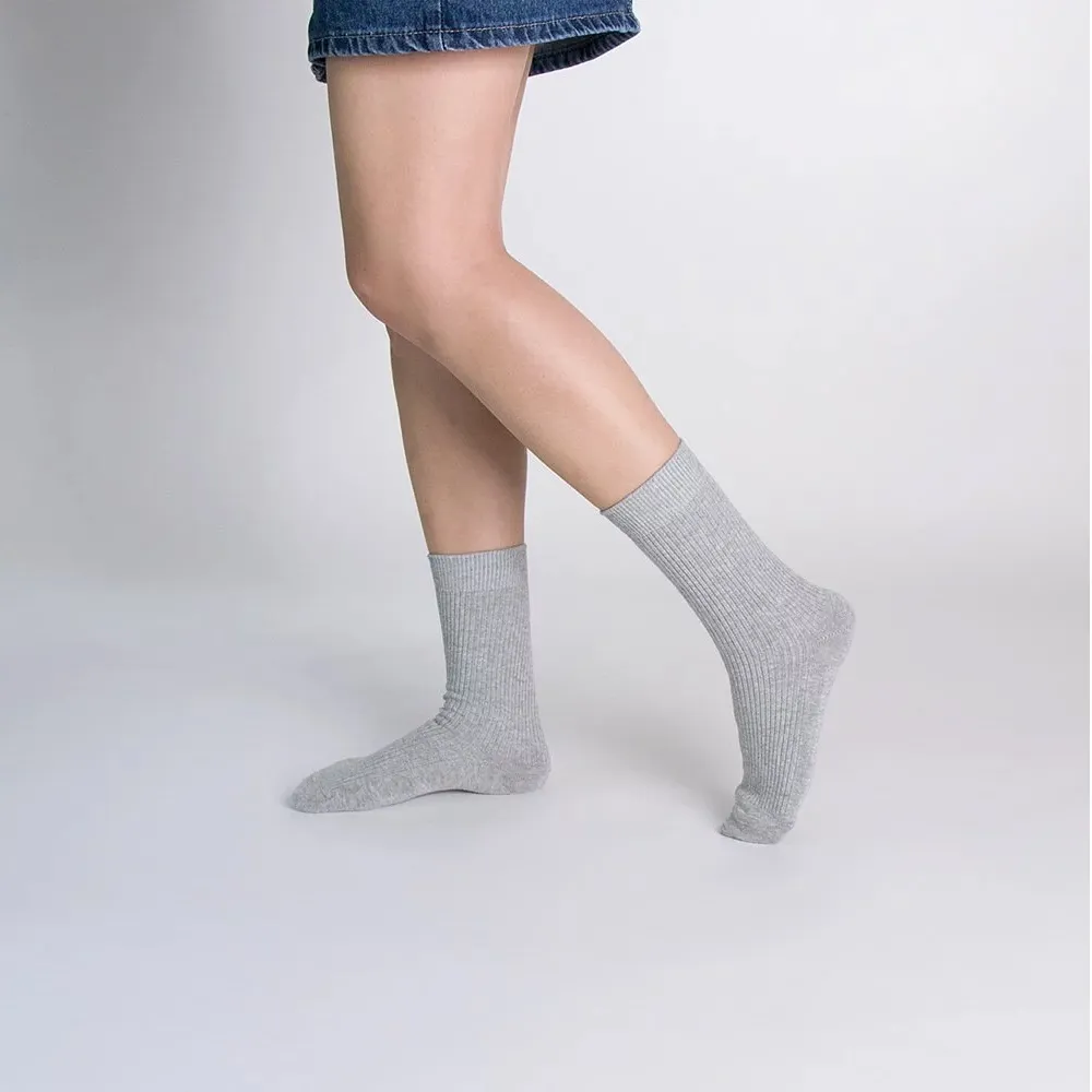 【WARX】薄款素色高筒襪-花灰色(除臭襪/機能襪/足弓防護)