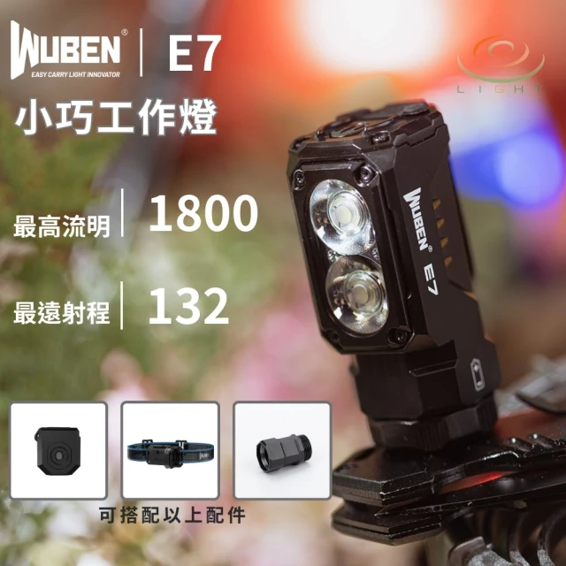 WUBEN 錸特光電 E7 1800流明 132米(輕便小巧工作燈 泛光 可當頭燈 尾部磁吸)