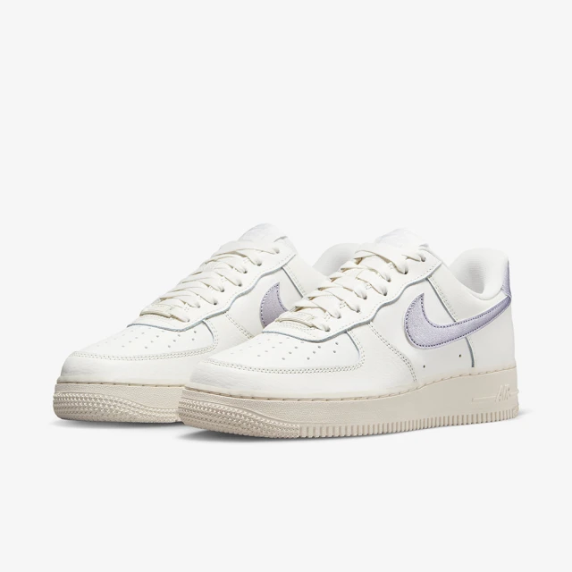 NIKE 耐吉 WMNS AIR FORCE 1 07 ESS 米白 紫勾 女鞋(DV7470-100)